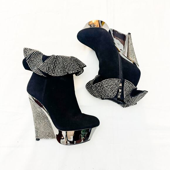 Lady Couture Venice Glitter Ruffle Hem Platform Round Toe Shoes Size 6 - Picture 6 of 6